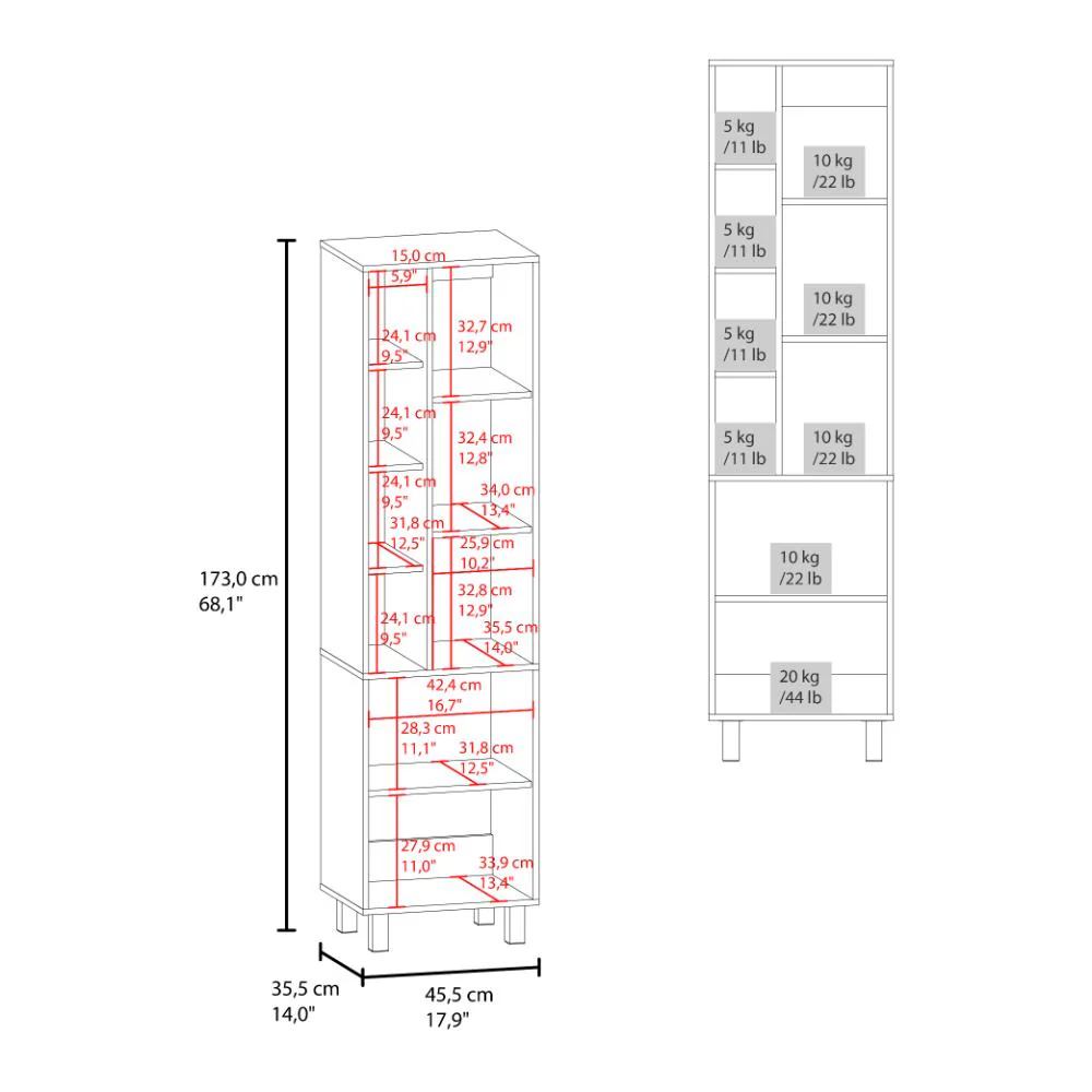 Alacena Stanton, Blanco Duqueza, con manijas metálicas y gran espacio de almacenamiento ZF - Imagen 8