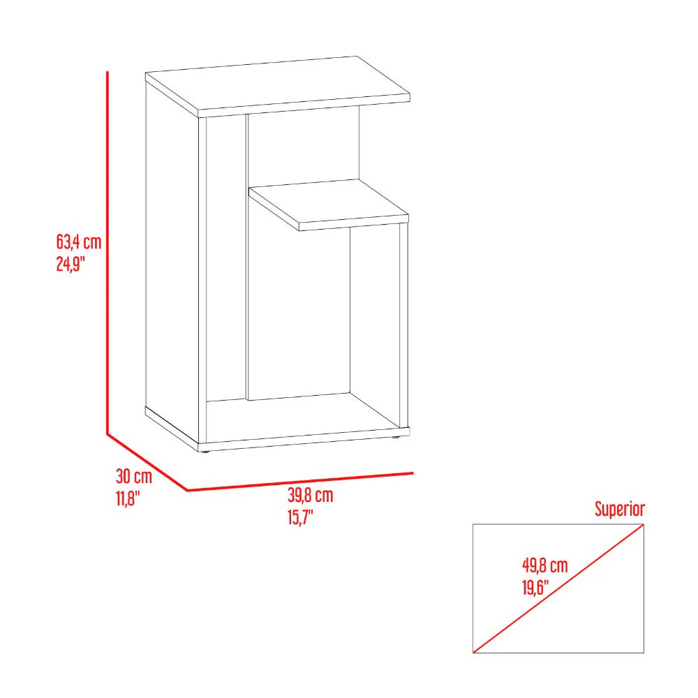 Mesa Auxiliar Evert, Piedra y nevado, con diseño moderno y espacio para ubicar objetos - Imagen 9