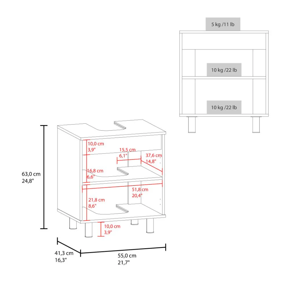 Mueble Para Lavamanos Marlo, Fresno Europeo y Blanco, No incluye Lavamanos - Imagen 8