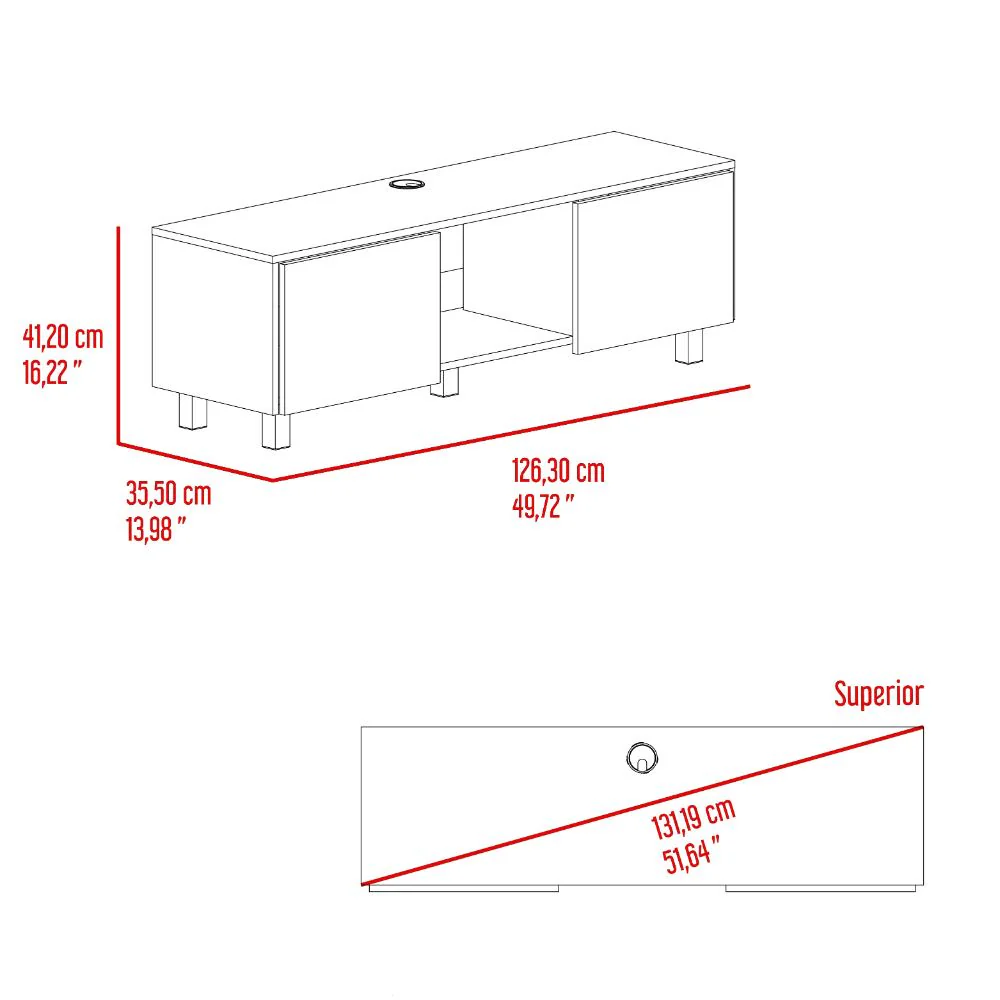 Mesa Para Tv Lazio, Fresno Europeo, Para Televisor Hasta 50 Pulgadas Con dos Puertas - Imagen 8