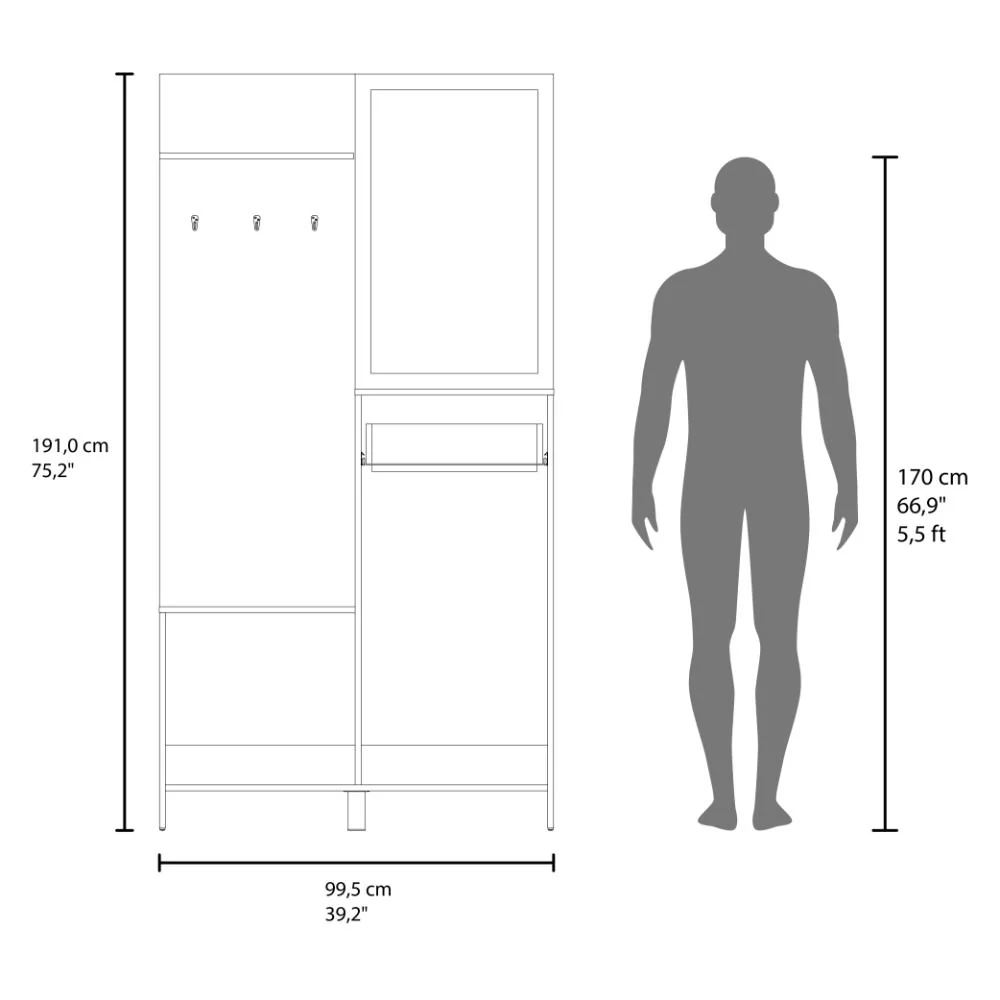Recibidor Auxiliar Parker, Fresno Europeo, con un cajon y dos puertas ZF - Imagen 7