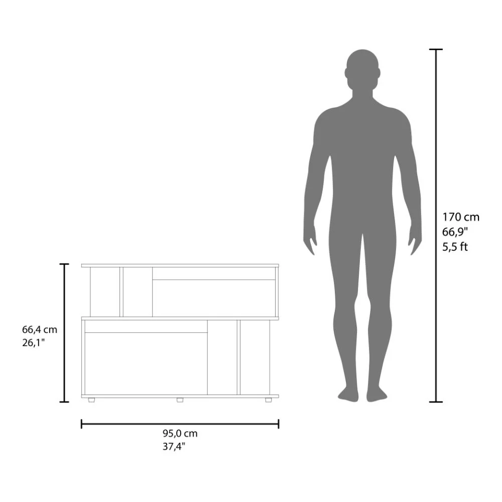 Mesa Auxiliar Asimetrica, Kronos Fresno Europeo, con espacio para ubicar objetos decorativos ZF - Imagen 6