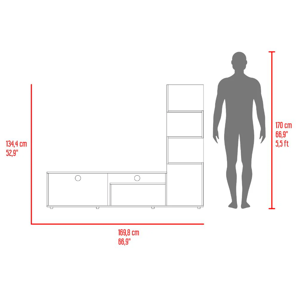 Mesa Para Tv Neri, Fresno Europeo y Wengue, Para Televisor Hasta 55 Pulgadas - Imagen 6