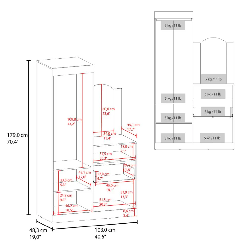 Closet Tocador Praga, Milan, con diseño moderno incluye Espejo - Imagen 9