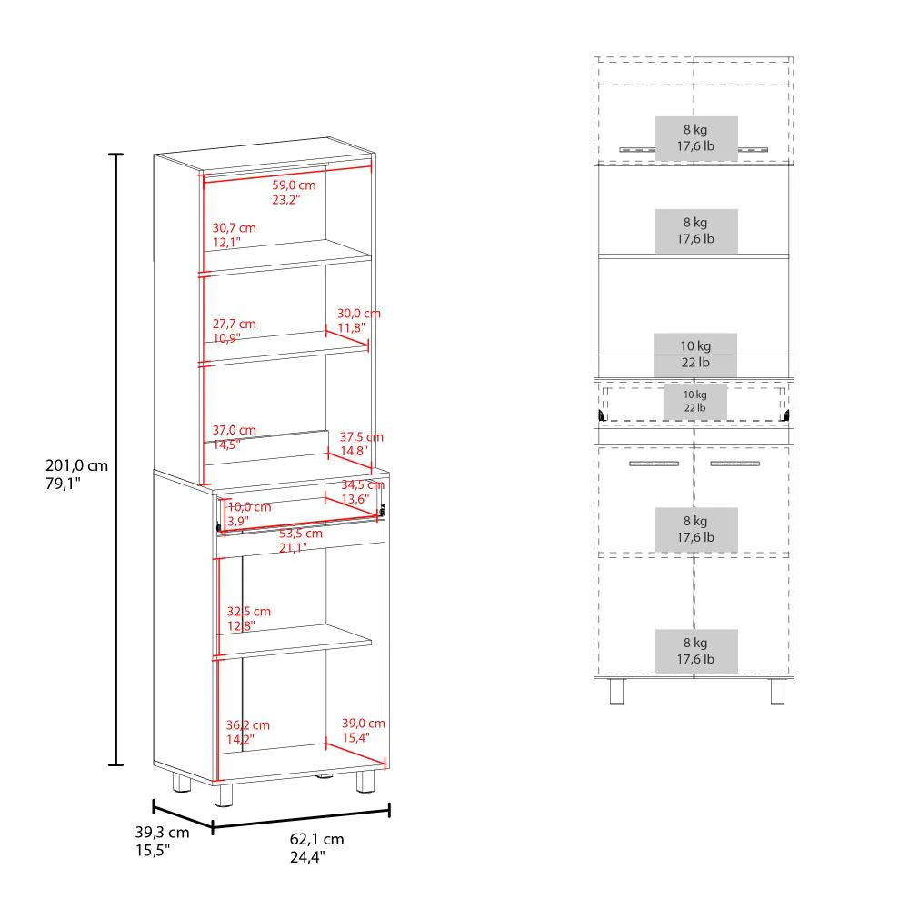 Modulo Microondas Eris, Fresno Europeo y Blanco Duqueza, con cuatro puertas abatible ZF - Imagen 8