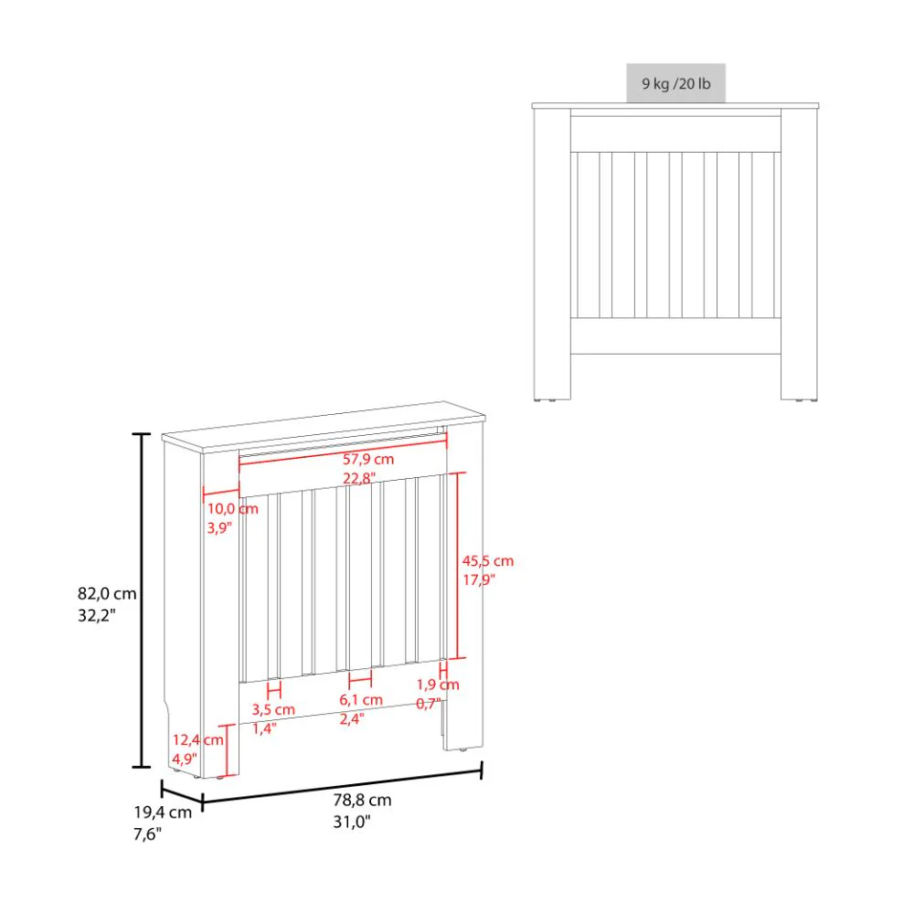 Cubierta para Radiador Linn, Blanco Duqueza, cuenta con espacio para colocar objetos decorativos ZF - Imagen 7