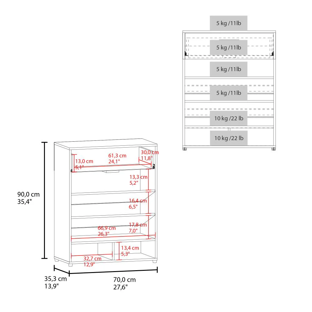 Zapatero Apina, Blanco, con dos entrepaños inclinados ZF - Imagen 8