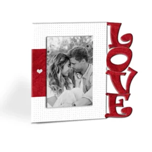 Portarretrato Love Point (20,5cm x 19,5cm) Color Blanco y Rojo