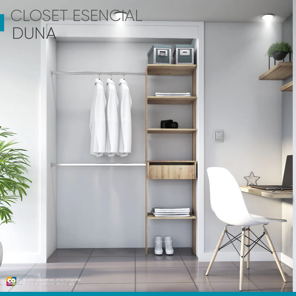 Closet Esencial 1 cajón 4 Entrepaños 149x190cm, Café Claro
