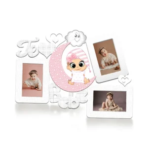 Portarretrato TR Te Amo Bebe (48cm x 36cm) Color blanco y rosa