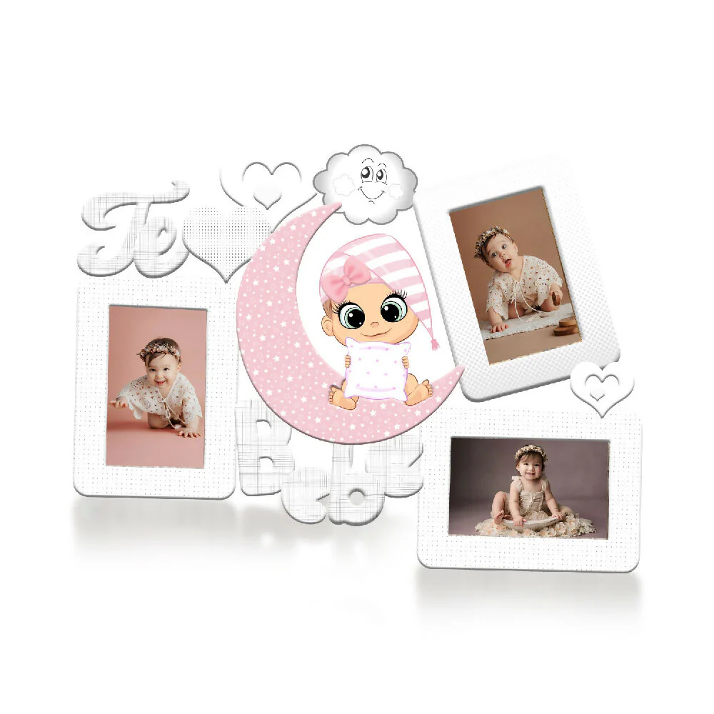 Portarretrato TR Te Amo Bebe (48cm x 36cm) Color blanco y rosa