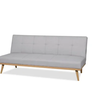 Sofá Cama Marsel, Gris, con Estructura de Madera y Tela 100% Poliéster