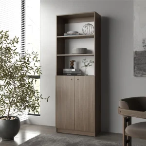 Biblioteca Home, Milan y Blanco Duqueza, con Cinco Entrepaños y Dos Puertas Abatibles