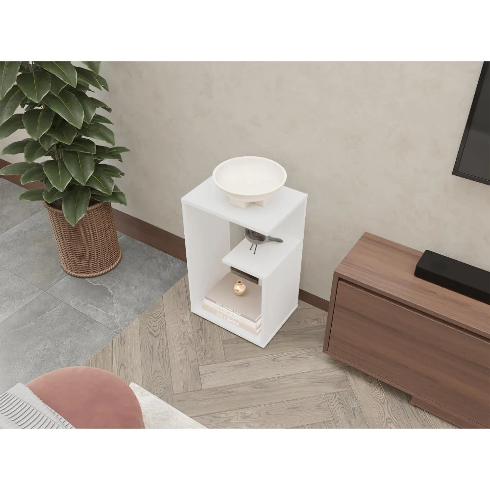 Mesa de Noche Evert, Blanco Duqueza Y Blanco Kronos, con diseño moderno y espacio para ubicar objetos ZF - Imagen 4