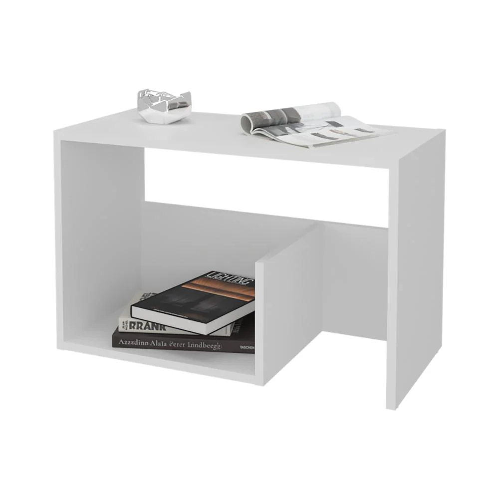 Mesa de Noche Evert, Blanco Duqueza Y Blanco Kronos, con diseño moderno y espacio para ubicar objetos ZF - Imagen 2