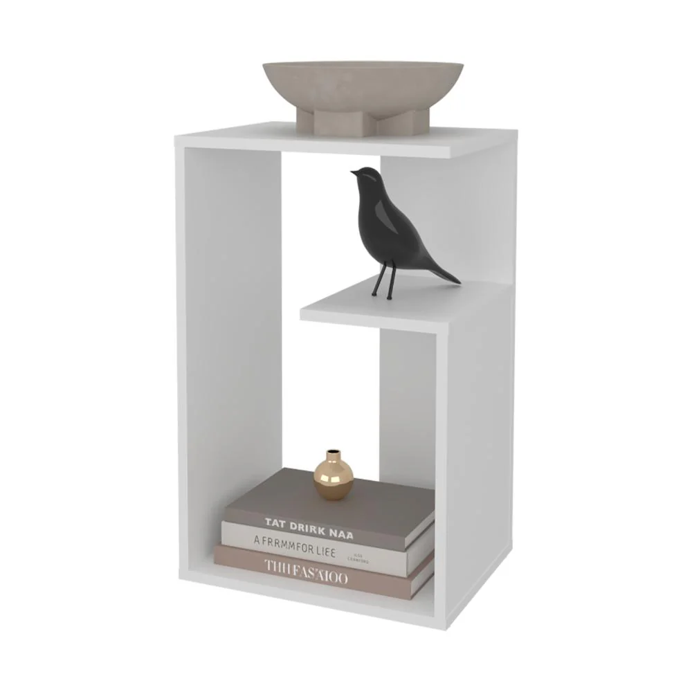 Mesa de Noche Evert, Blanco Duqueza Y Blanco Kronos, con diseño moderno y espacio para ubicar objetos ZF