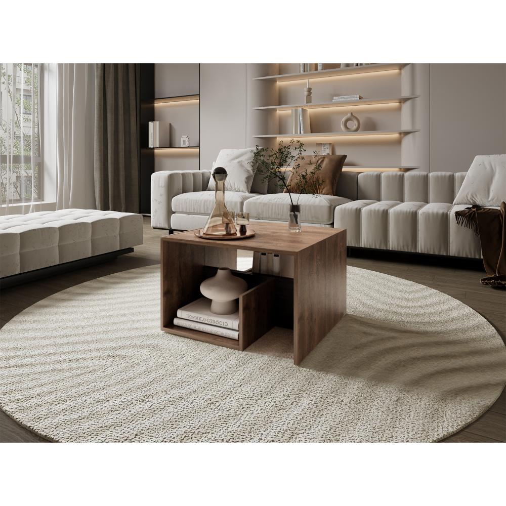 Mesa de Noche Evert, Nogal y Wengue, con diseño moderno y espacio para ubicar objetos ZF - Imagen 5