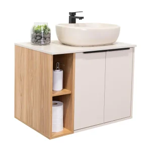 Mueble Para Lavamanos Suns, Capri y Fresno Europeo, Incluye Lavamanos Corona en Porcelana Sanitaria