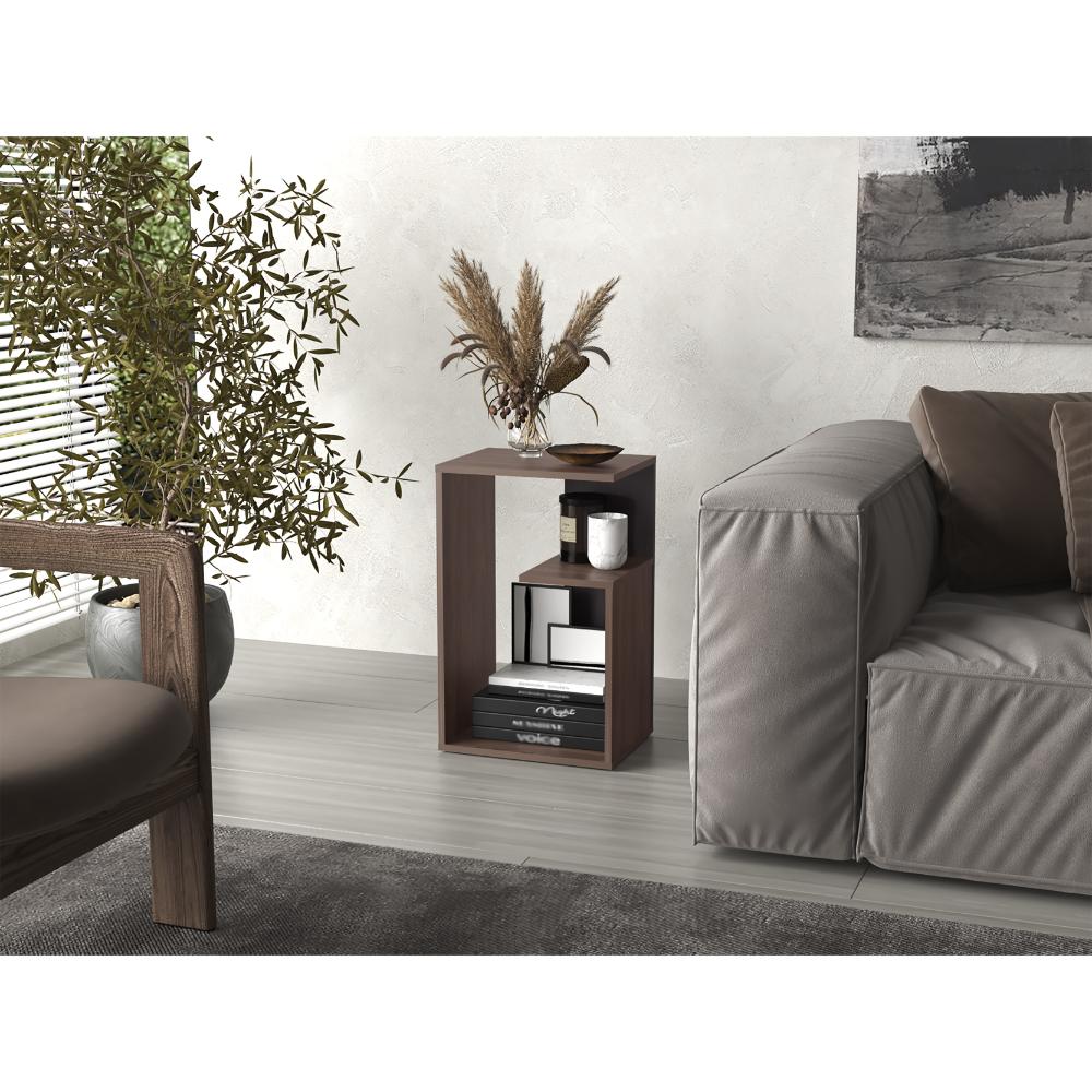 Mesa Auxiliar Evert, Coñac y Wengue, con diseño moderno y espacio para ubicar objetos ZF - Imagen 3