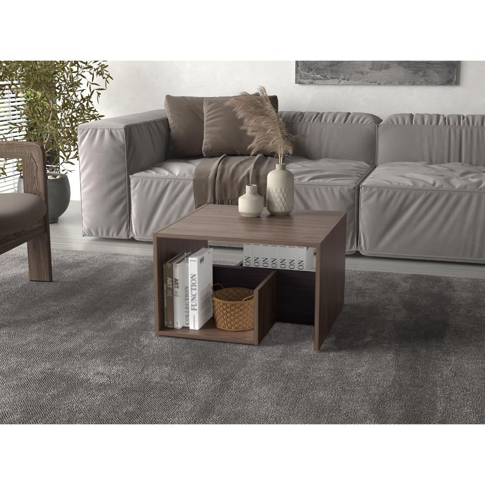 Mesa Auxiliar Evert, Coñac y Wengue, con diseño moderno y espacio para ubicar objetos ZF - Imagen 7