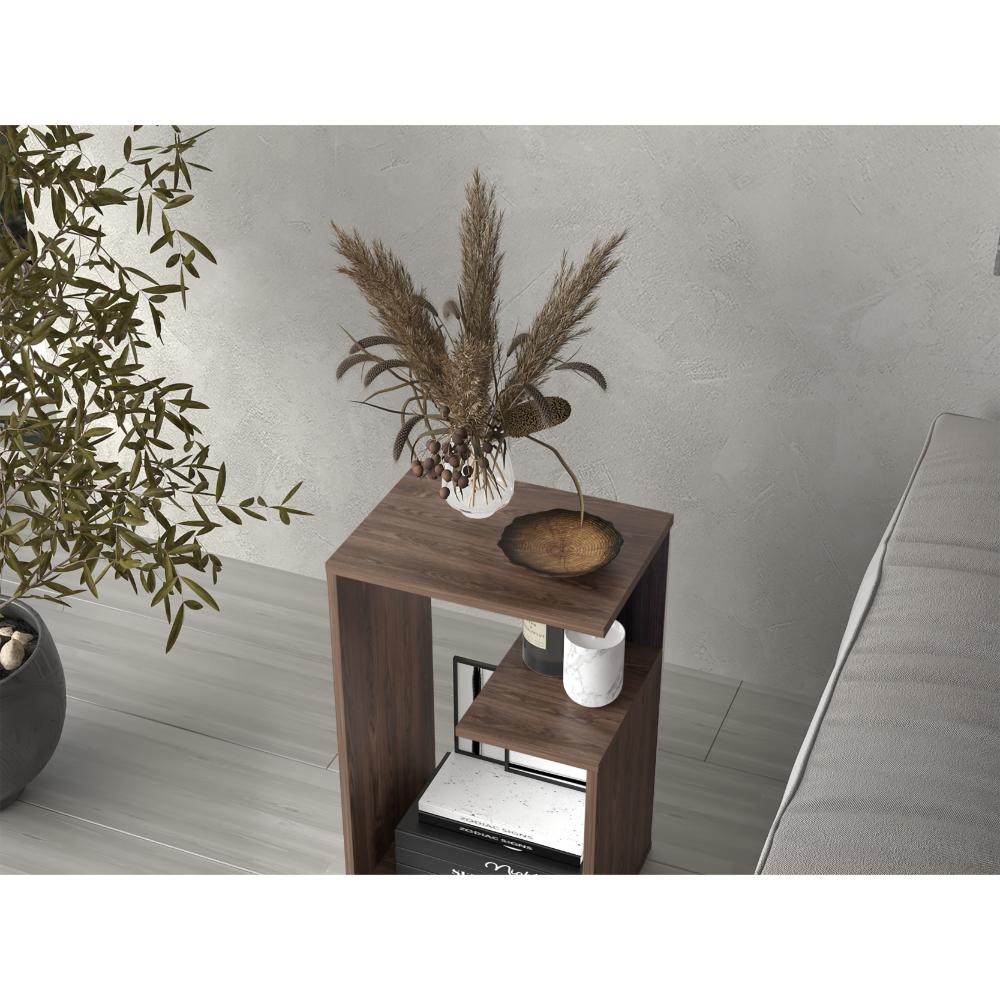 Mesa Auxiliar Evert, Coñac y Wengue, con diseño moderno y espacio para ubicar objetos ZF - Imagen 4