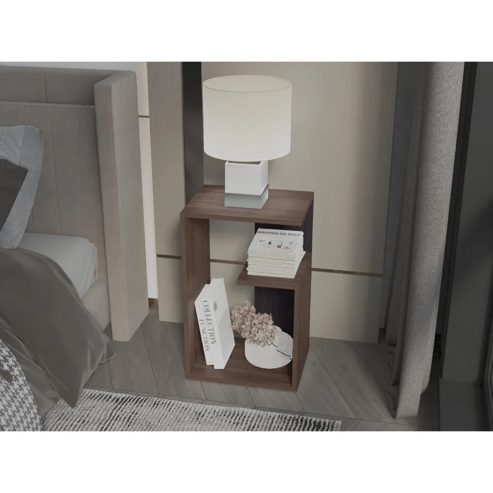 Mesa Auxiliar Evert, Coñac y Wengue, con diseño moderno y espacio para ubicar objetos ZF - Imagen 6