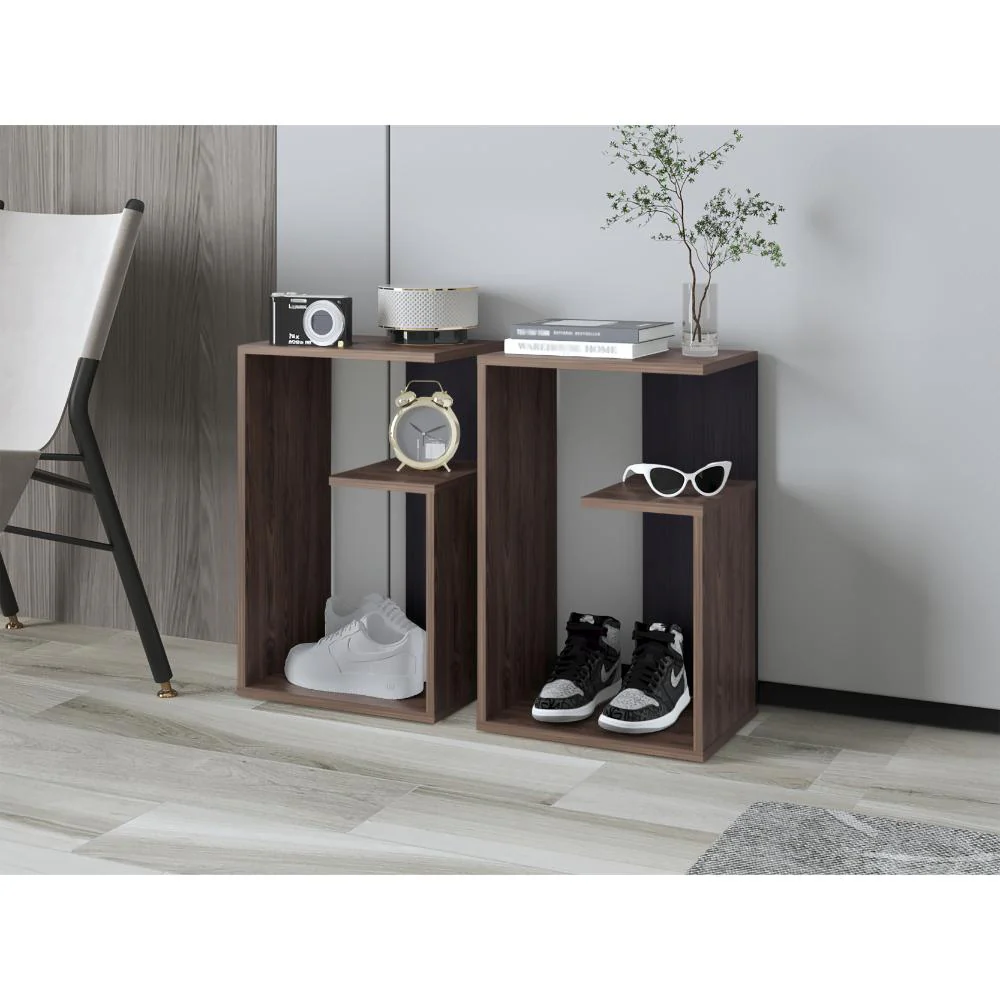 Mesa Auxiliar Evert, Coñac y Wengue, con diseño moderno y espacio para ubicar objetos ZF - Imagen 5