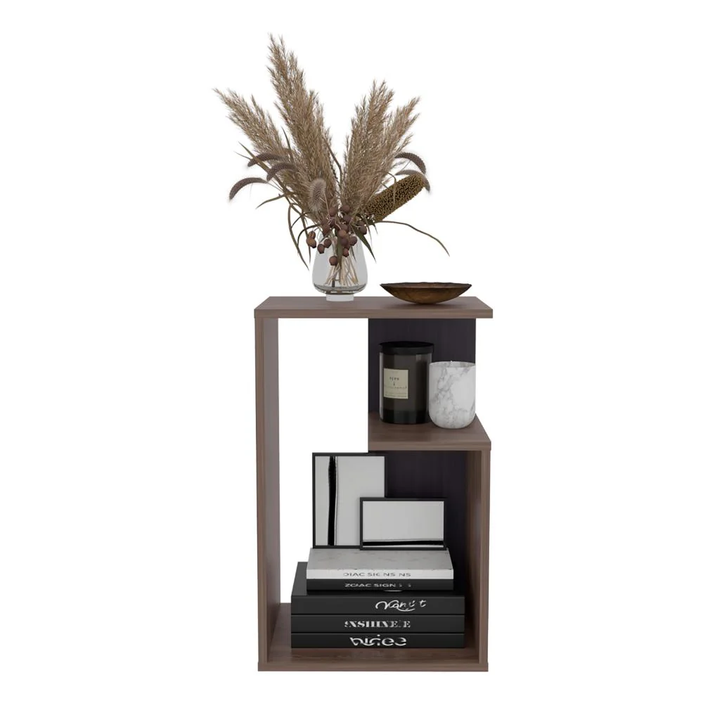 Mesa Auxiliar Evert, Coñac y Wengue, con diseño moderno y espacio para ubicar objetos ZF - Imagen 2