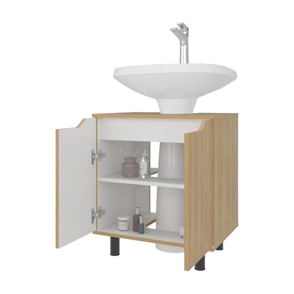 Mueble Para Lavamanos Marlo, Fresno Europeo y Blanco, No incluye Lavamanos