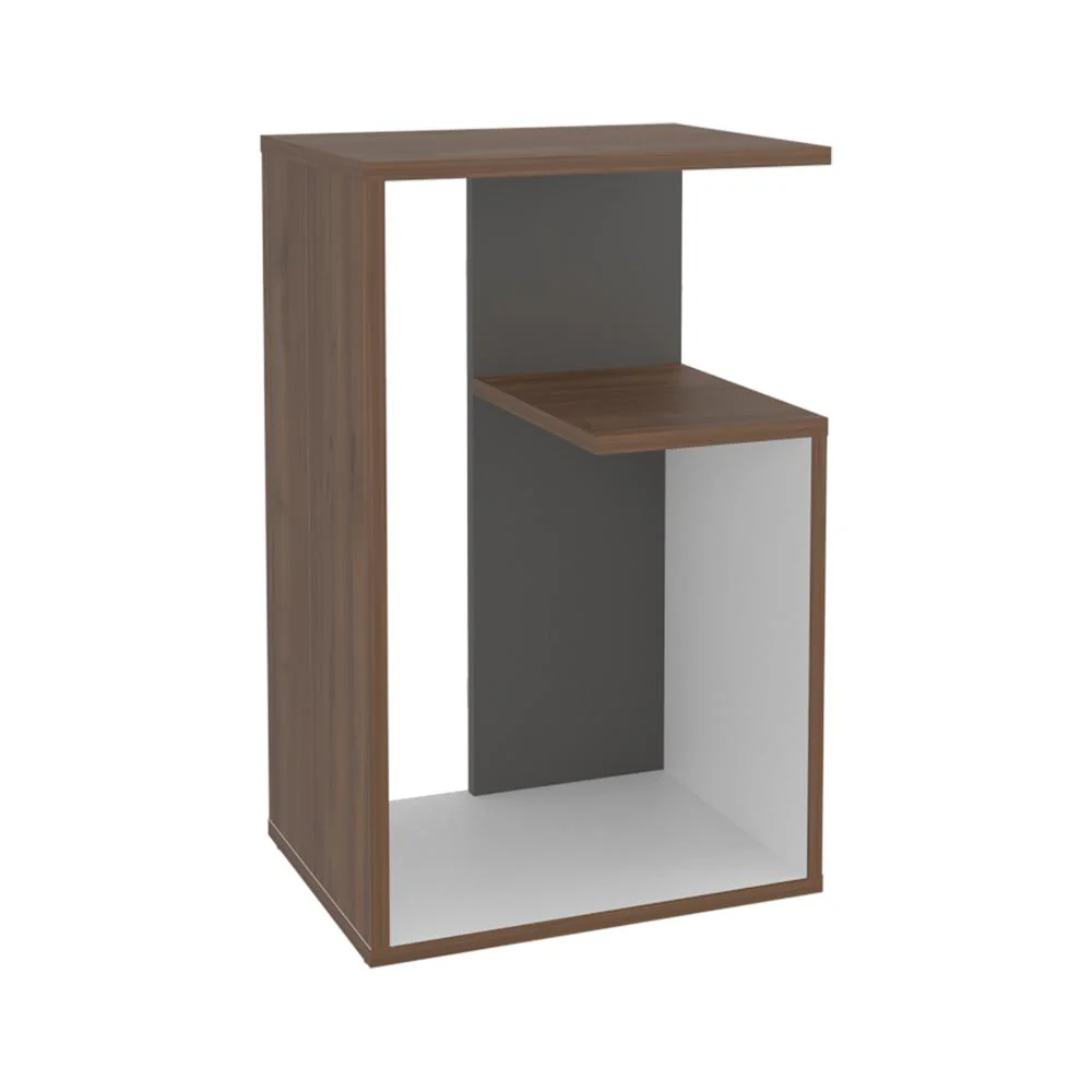 Mesa de Noche Evert, Castaño y Blanco Duqueza, con diseño moderno y espacio para ubicar objetos - Imagen 5