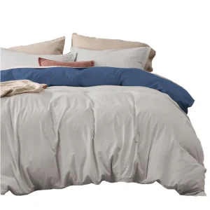 Funda Duvet Cover Bicolor Azul Oscuro Gris Claro SEMIDOBLE