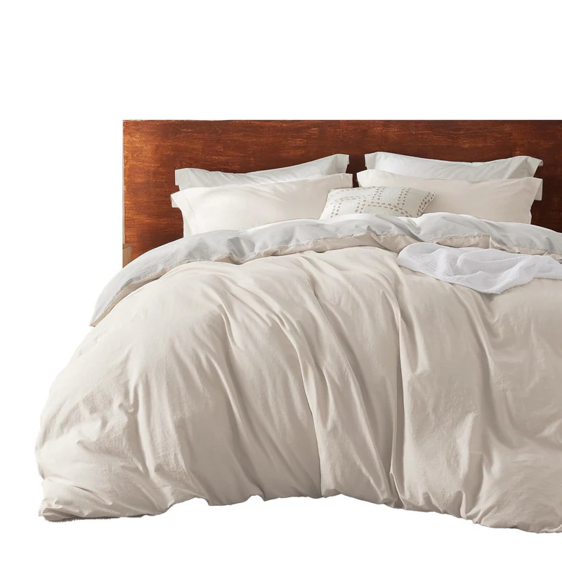 Duvet Cover + Plumón Bicolor Beige Gris Claro Semidoble