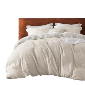 Duvet Cover + Plumón Bicolor Beige Gris Claro Sencillo