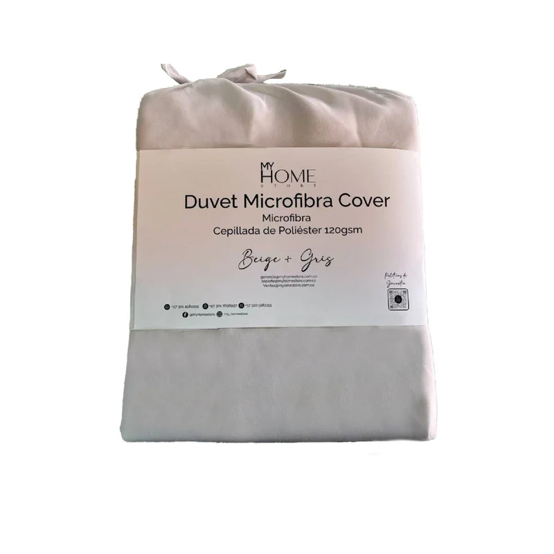 Duvet Cover + Plumón Bicolor Beige Gris Claro Semidoble - Imagen 3