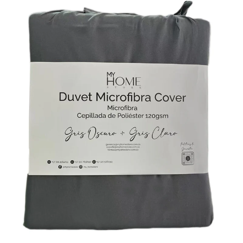 Funda Duvet Cover Bicolor Gris Oscuro Gris Claro King - Imagen 3