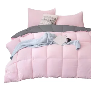 Edredón Cover Cuadros Gris OscuroRosado Sencillo