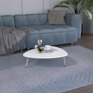 Mesa de Centro Baja Narik, Blanco Duqueza, con bordes ovalados