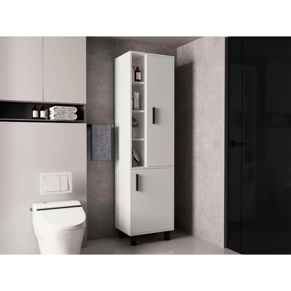 Alacena Stanton, Blanco Duqueza, con manijas metálicas y gran espacio de almacenamiento ZF - Imagen 3