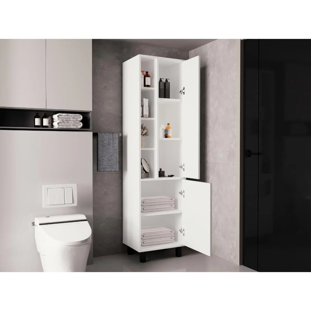 Alacena Stanton, Blanco Duqueza, con manijas metálicas y gran espacio de almacenamiento ZF - Imagen 4