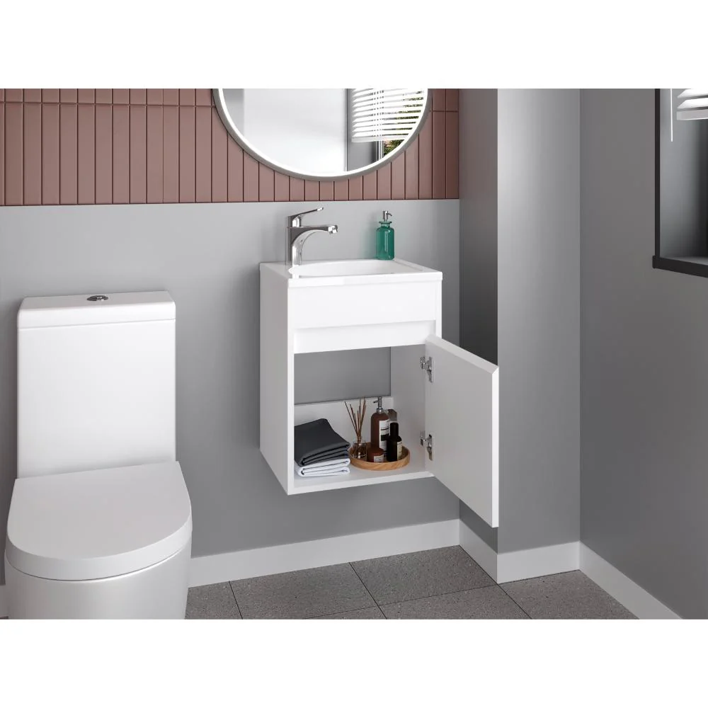 Mueble Para Lavamanos Furman, Blanco Duqueza, Incluye Lavamanos Plastiglas Floresta 40 ZF - Imagen 4