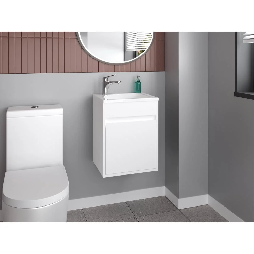 Mueble Para Lavamanos Furman, Blanco Duqueza, Incluye Lavamanos Plastiglas Floresta 40 ZF - Imagen 3