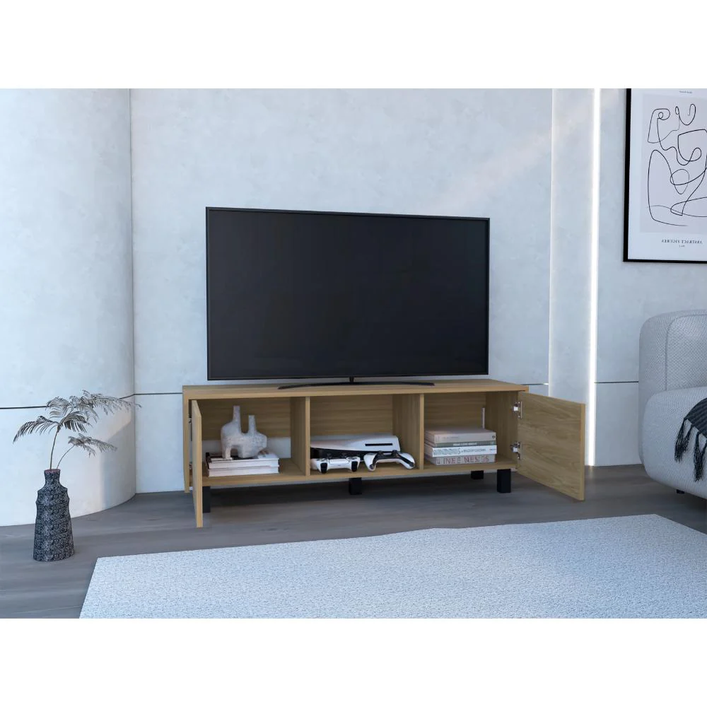 Mesa Para Tv Lazio, Fresno Europeo, Para Televisor Hasta 50 Pulgadas Con dos Puertas - Imagen 4