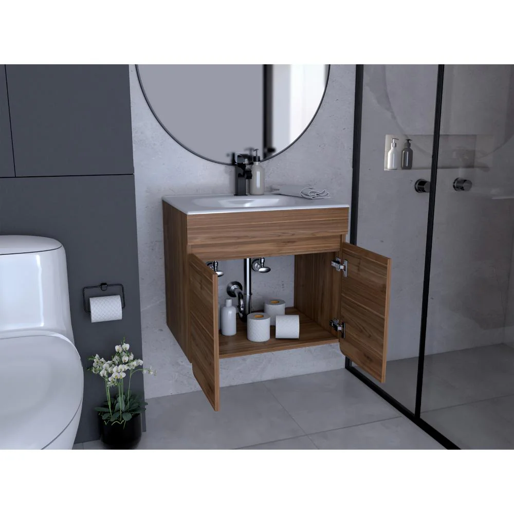 Mueble Lavamanos Aluvy, Castaño, Inlcuye lavamanos 60cm - Imagen 2