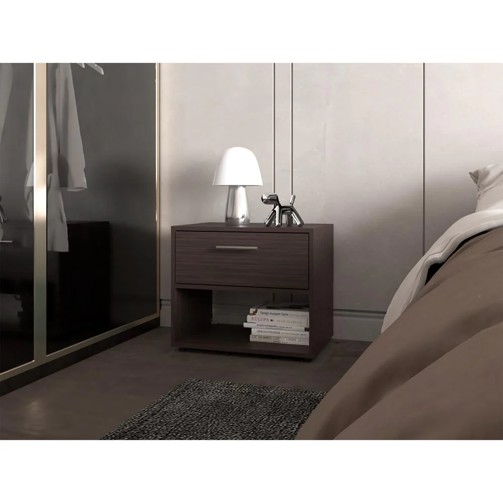 Mesa de Noche Apina, Nogal Europeo, con un cajon de manija ZF - Imagen 3