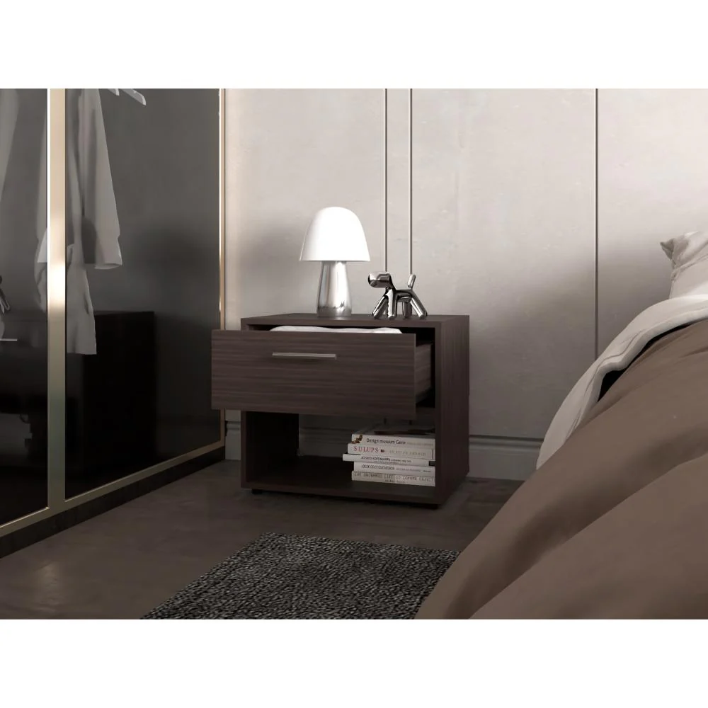 Mesa de Noche Apina, Nogal Europeo, con un cajon de manija ZF - Imagen 4