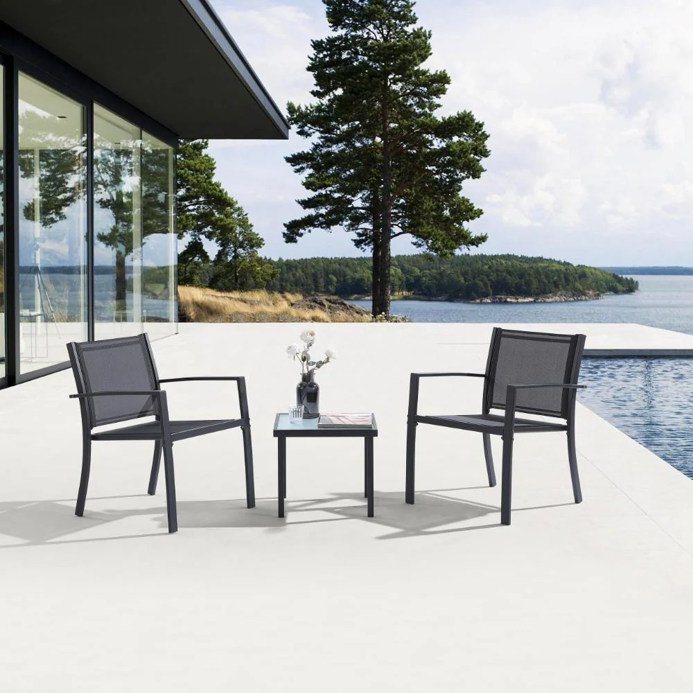 Sala de Exterior Sahara, Gris Oscuro, Dieño moderno incluye 2 sillas 1 Mesa Centro - Imagen 5