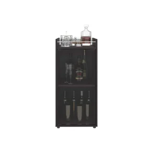MiniBar Theba, Wengue, con espacio para botellas de vino y copas ZF
