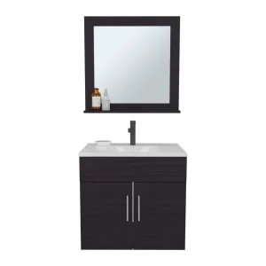 Mueble Para Lavamanos Blake, Wengue, Incluye Lavamanos Praia 60 y Espejo ZF