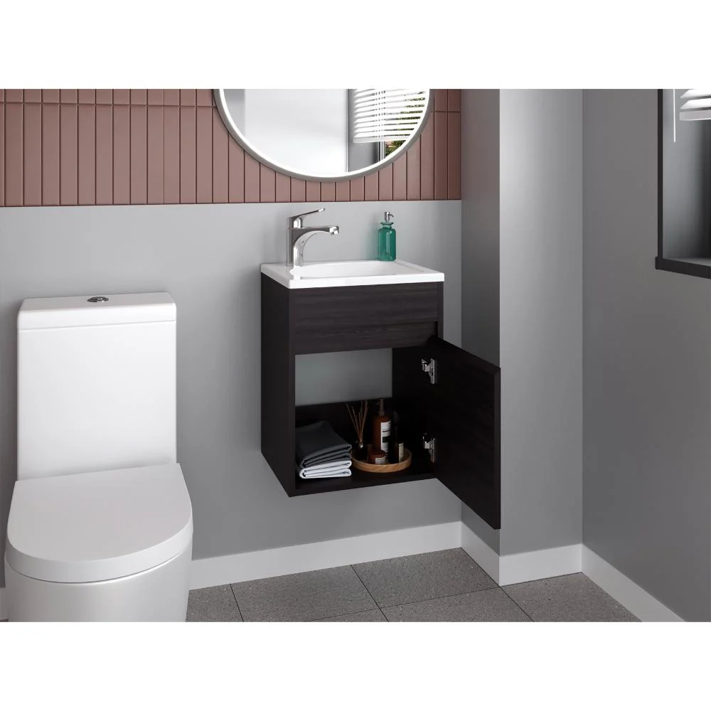 Mueble Para Lavamanos Furman, Wengue, Incluye Lavamanos Plastiglas Floresta 40 ZF - Imagen 4