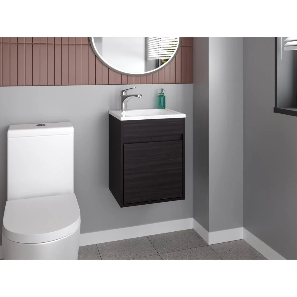 Mueble Para Lavamanos Furman, Wengue, Incluye Lavamanos Plastiglas Floresta 40 ZF - Imagen 3